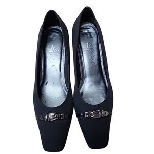 LifeStride Sherice Black Micron Pumps with  Black Buckle  Size 8 Medium